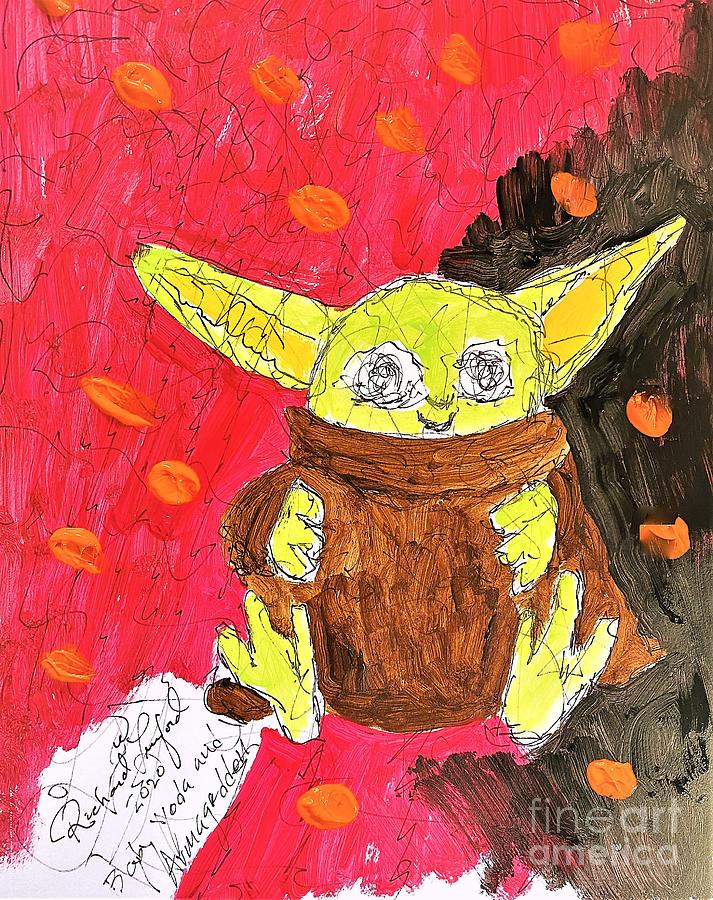 Baby Yoda and Armageddon Painting by Richard W Linford