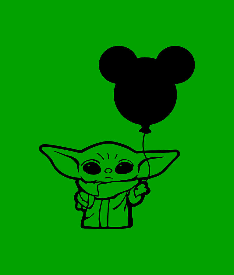 Baby yoda cute moon art by Archie Ferguson