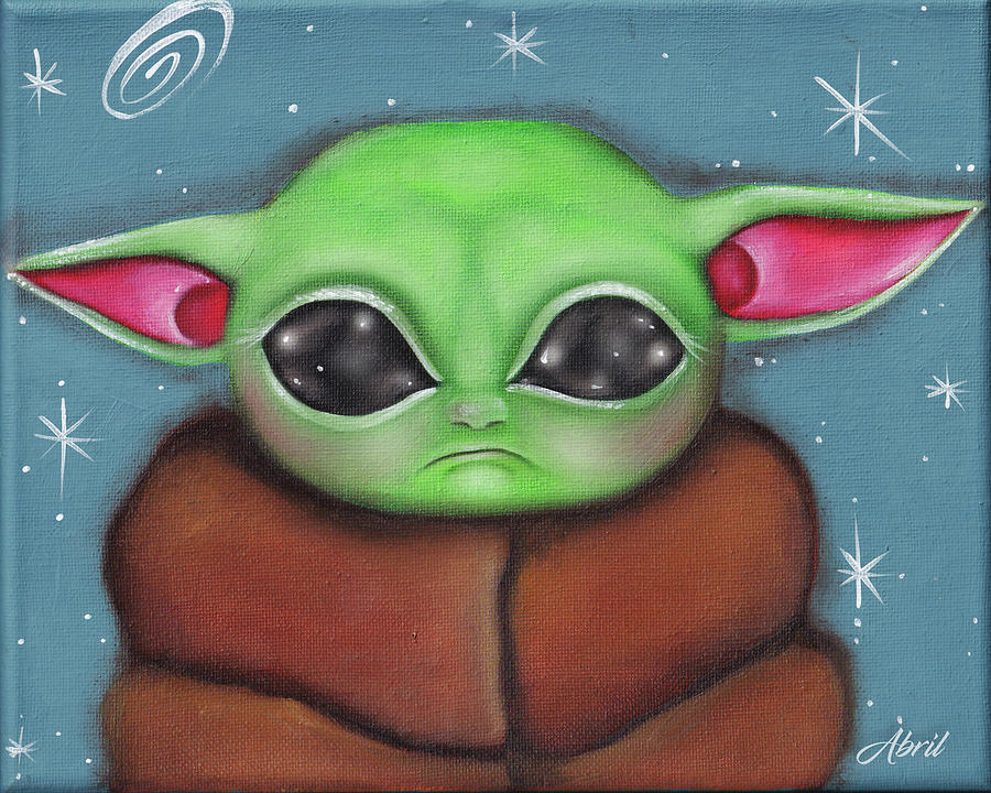 Baby Yoda Fan Art #2 Painting by Abril Andrade