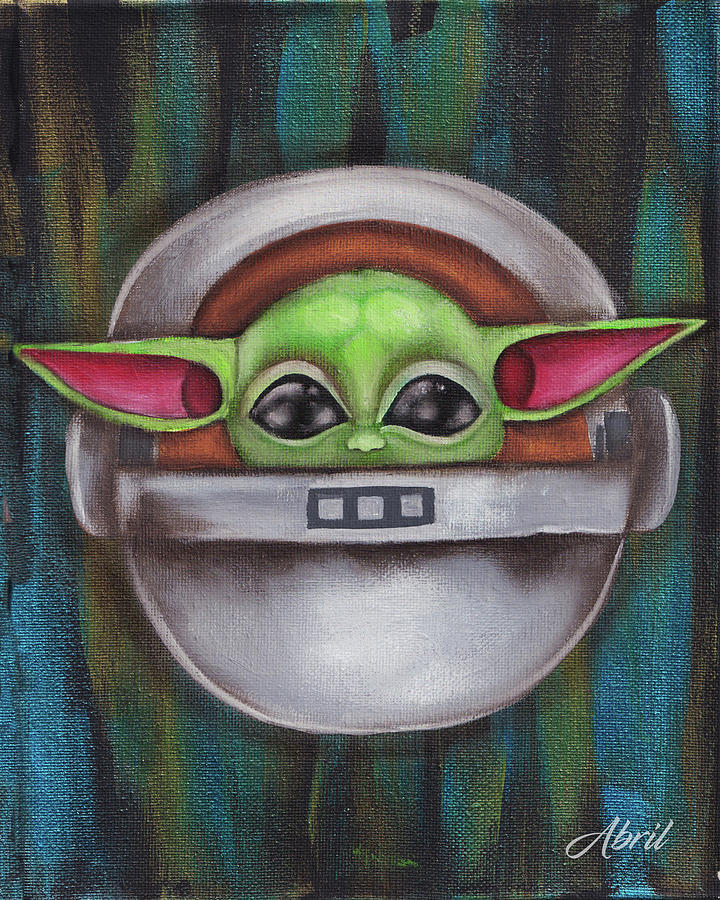 Baby Yoda Fan Art #3 Painting by Abril Andrade