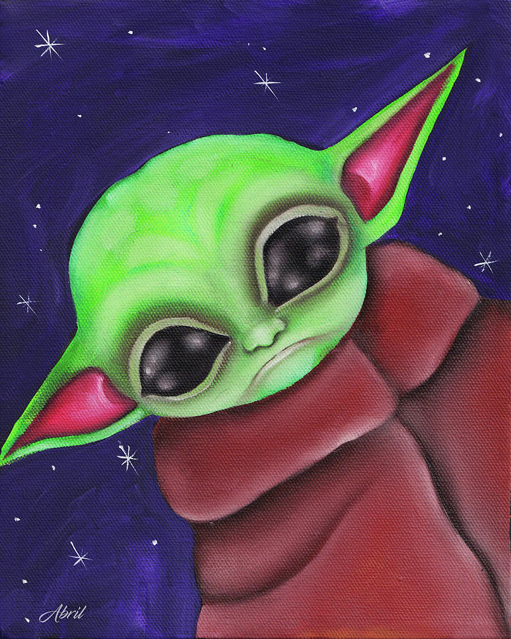 Baby Yoda Fan Art #4 Painting by Abril Andrade
