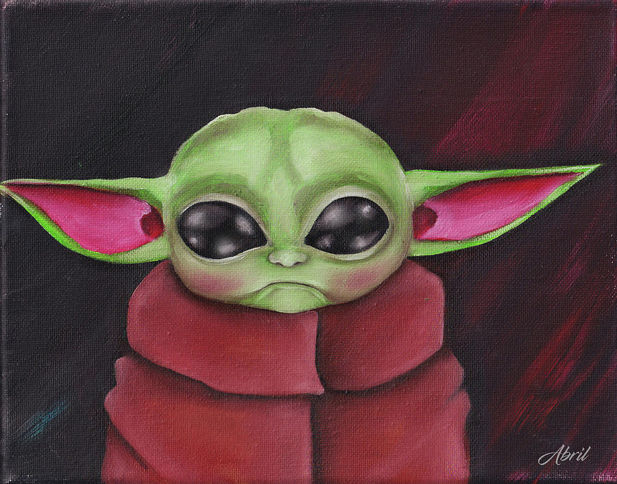 Baby Yoda Fan Art #5 Painting by Abril Andrade