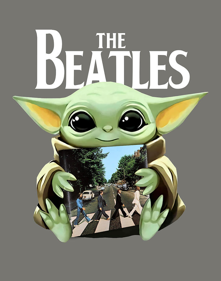Baby Yoda Holding The Beatles The Abbey Road Album The Beatles T Shirts The Beatles Yellow Submarine Digital Art by Lana Entringer