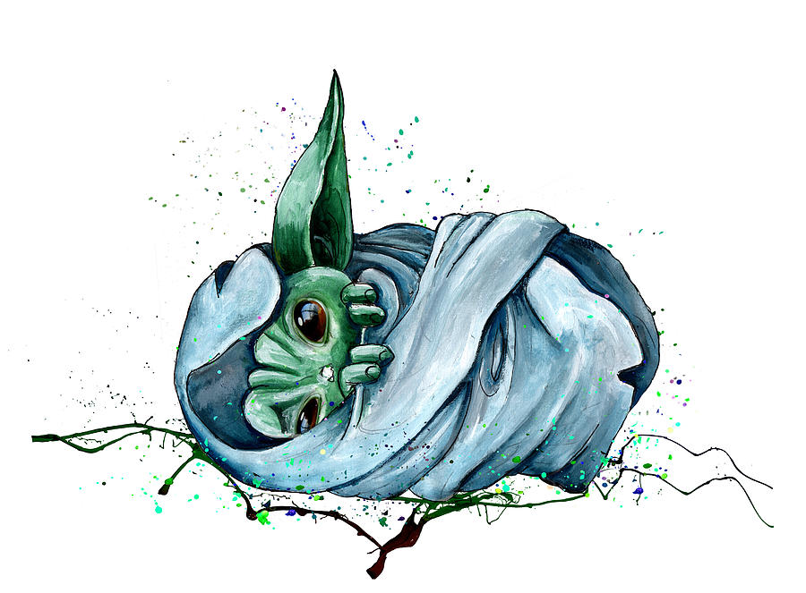 Baby Yoda In Blanket Painting