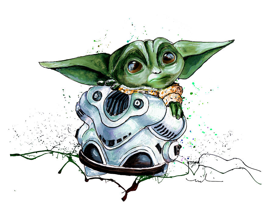 Baby Yoda Inside Helmet Painting