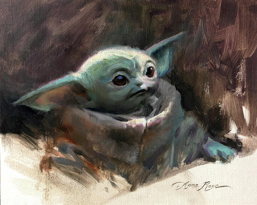 Yoda Painting - Baby Yoda by Anna Rose Bain Yoda Painting - Baby Yoda by Anna Rose Bain
