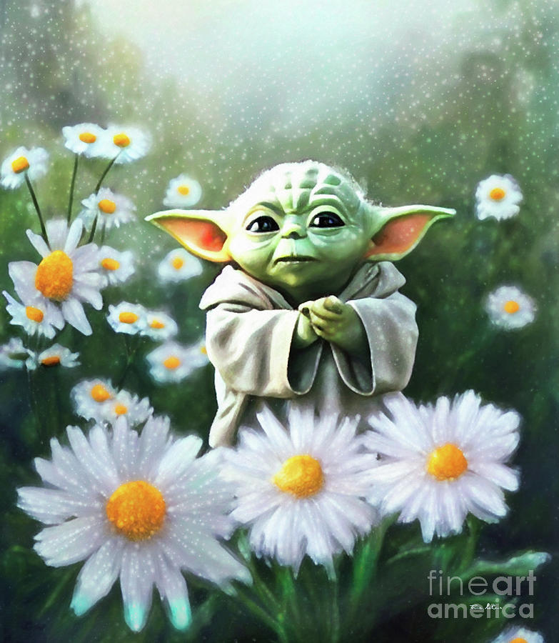 Baby Yodas Gratitude Painting by Tina LeCour