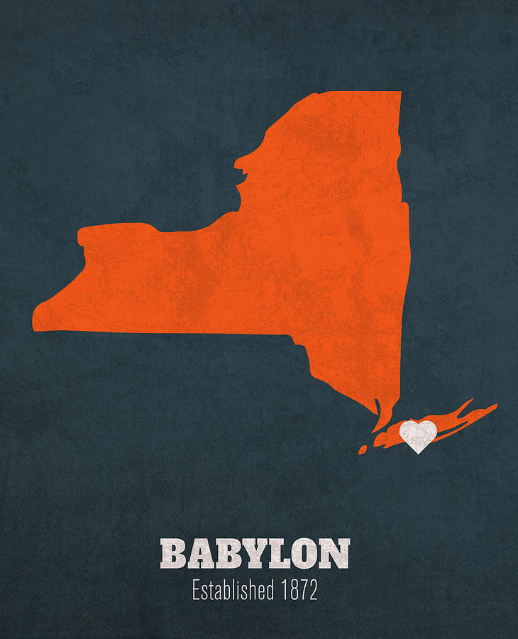 Babylon New York City Map Founded 1872 Syracuse University Color Palette Mixed Media