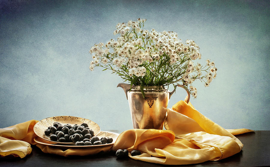 Babys Breath and Blueberries Photograph by Maggie Terlecki