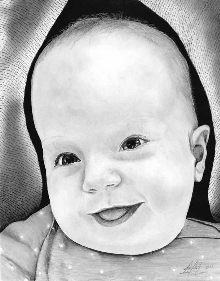 Babys First Giggle Drawing by James Schultz