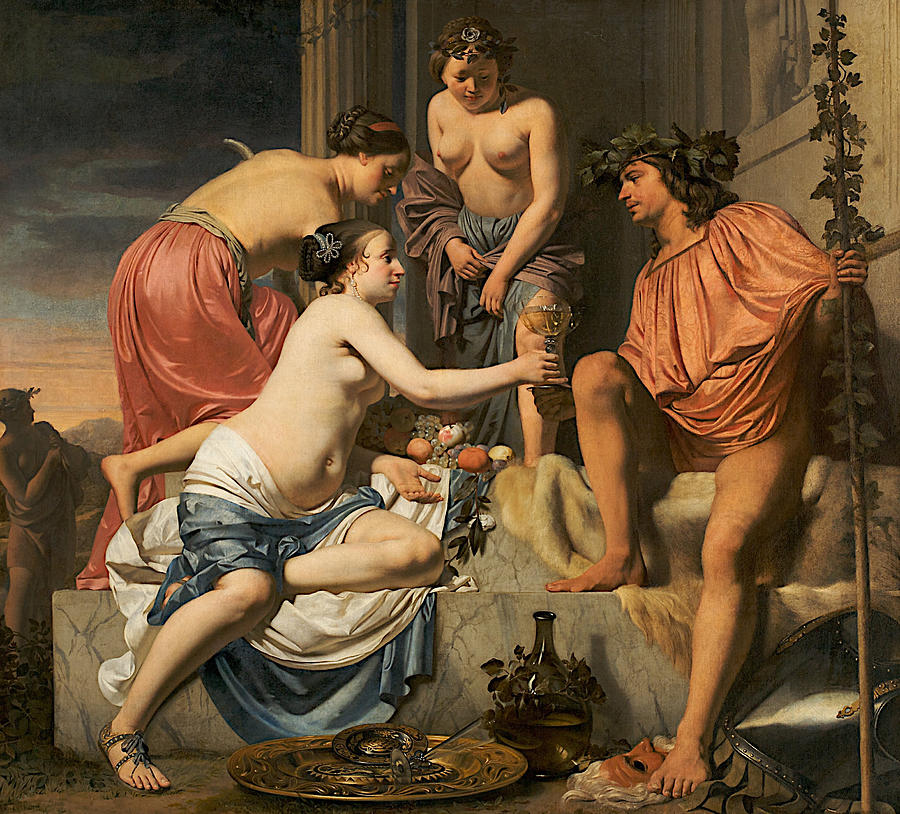 Bacchus on a Throne Painting by Caesar van Everdingen