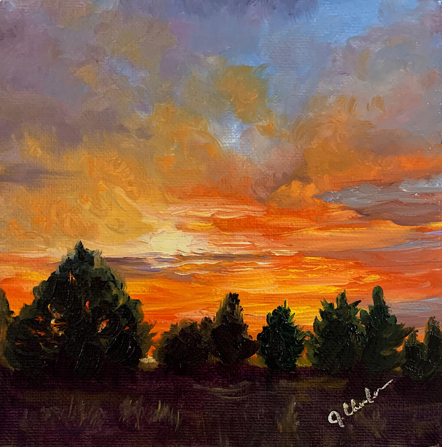 Back 40 Sunrise Painting by Jan Chesler