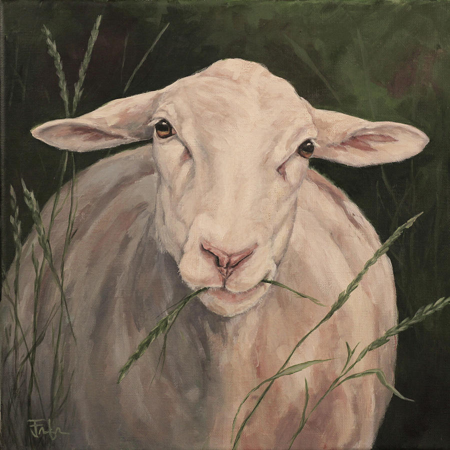 Back At Ewe Painting by Joan Frimberger