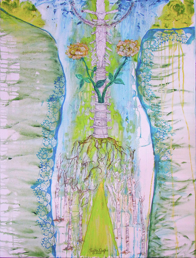 Back bone of Peace The Strength of Lace, Beauty of Roses, and Connectedness of Aspen Painting by Feather Redfox