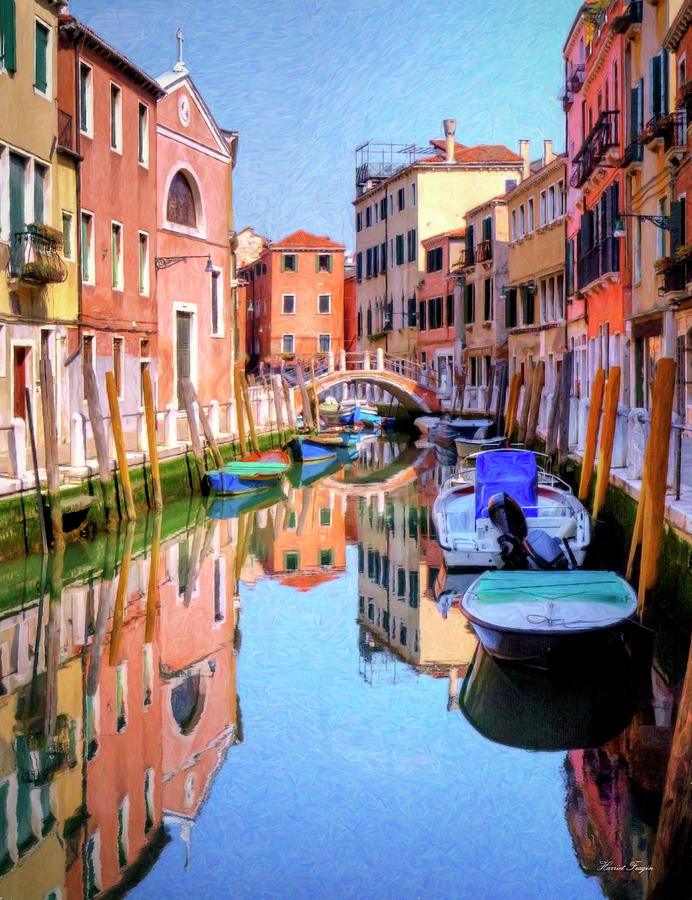 Back Canal In Venice Oils  Photograph by Harriet Feagin