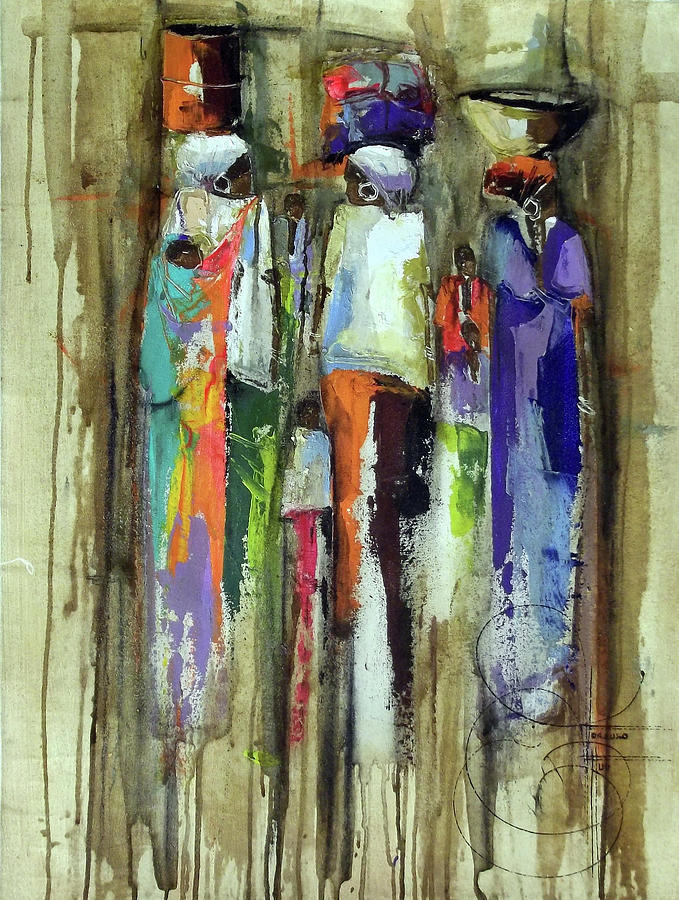 Back From The Market Painting by Ndabuko Ntuli