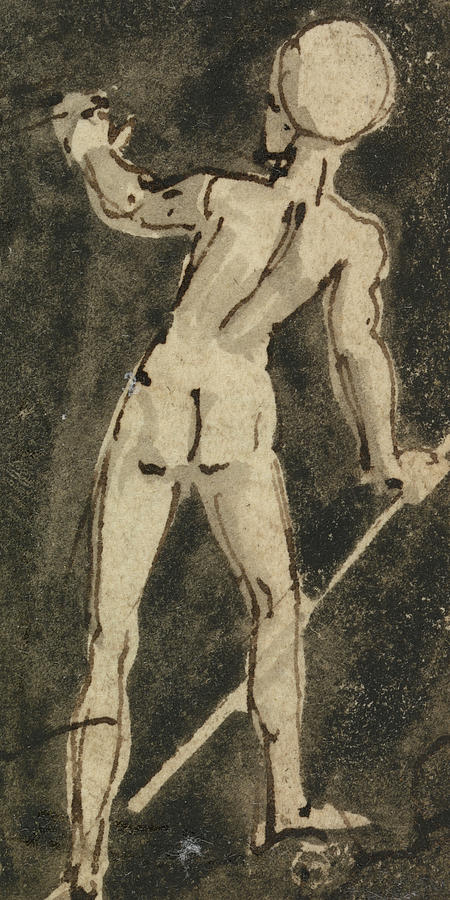 Back of Naked Figure Drawing by Thomas Stothard