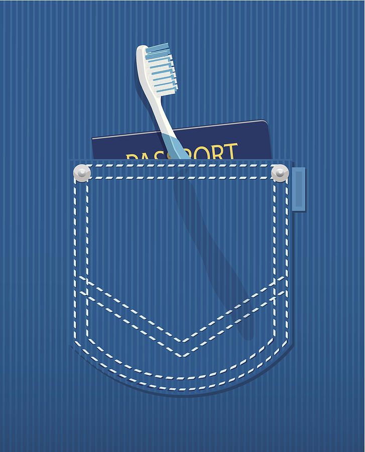 Back Pocket with Toothbrush and Passport. Drawing by Stevegraham Back Pocket with Toothbrush and Passport. Drawing by Stevegraham