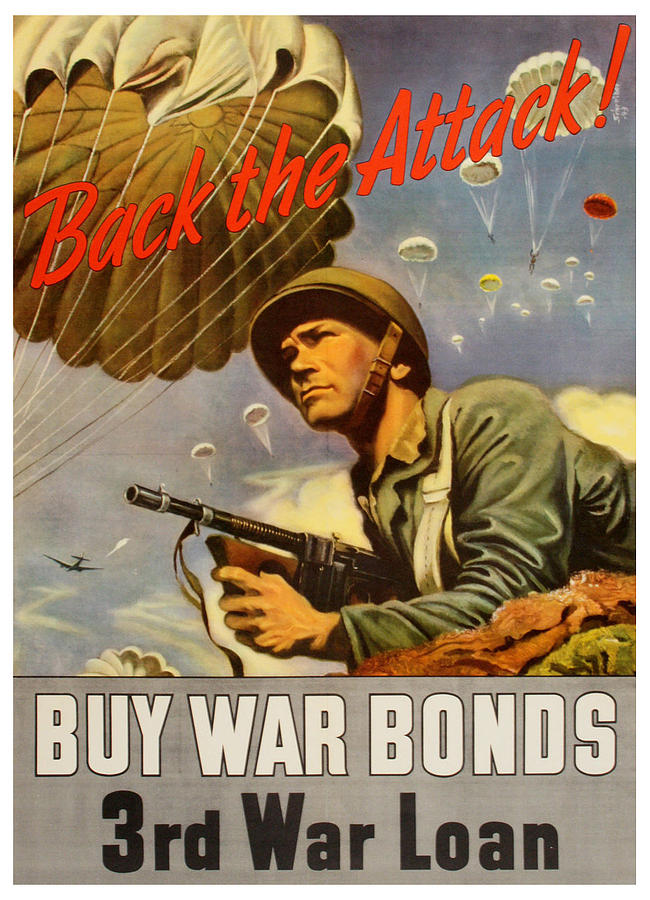 Back the Attack - Buy War Bonds - Vintage Advertising Poster Digital ...