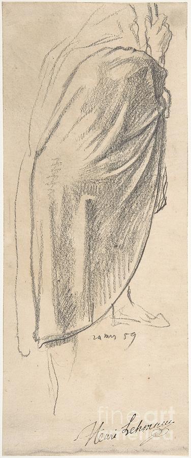 Back View of a Draped Male Figure Holding a Staff Painting by Shop ...