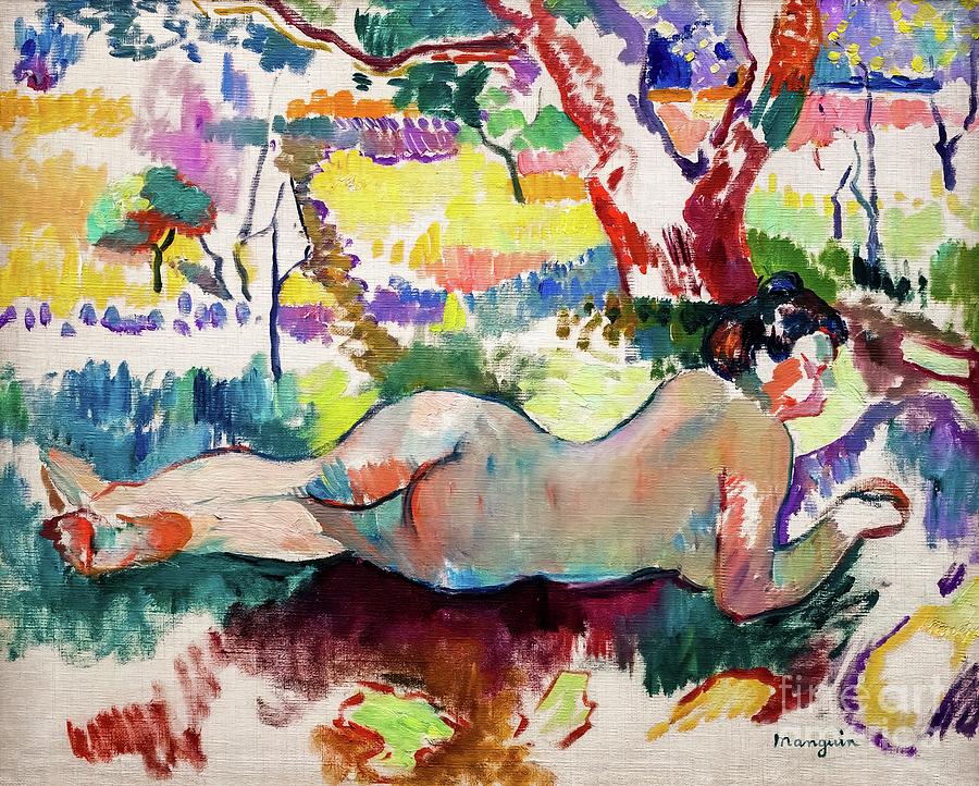 Back View of a Nude Under Trees Villa Demiere by Henri Manguin 1905 Painting by Henri Manguin