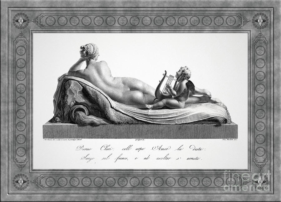 Back view of Venus Reclining Accompanied by Cupid by Antonio Canova Fine Art Xzendor7 Reproductions Drawing by Rolando Burbon