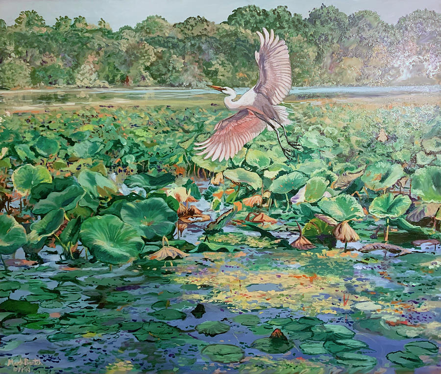 Back Water Pond Painting by Marc DeBauch