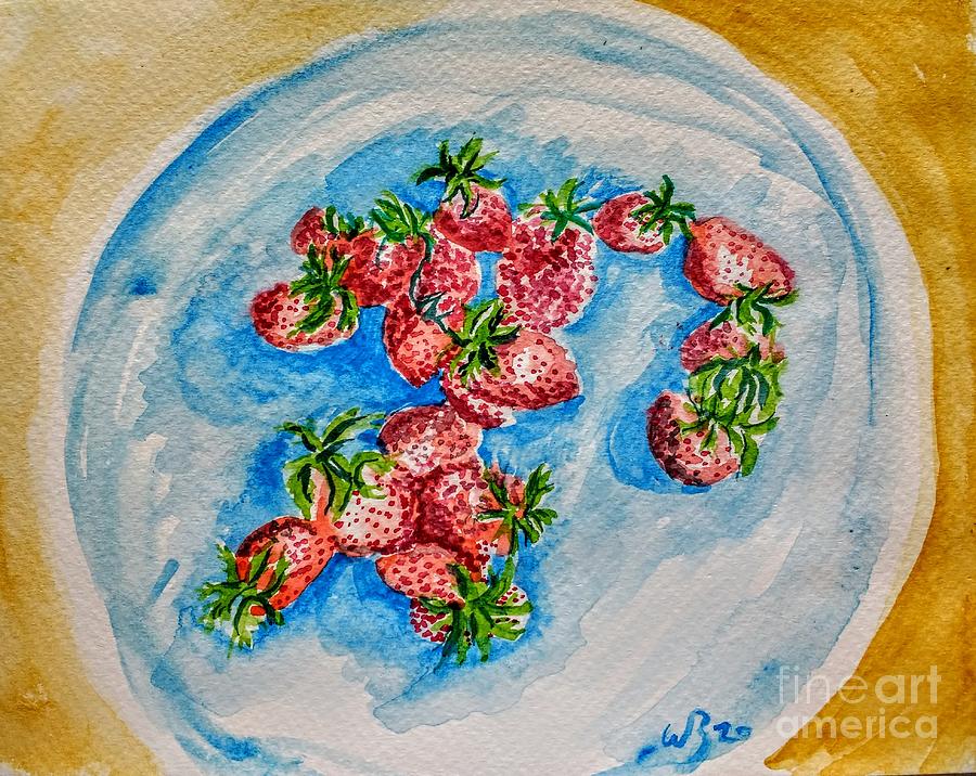 Backyard Strawberries Painting by Walt Brodis