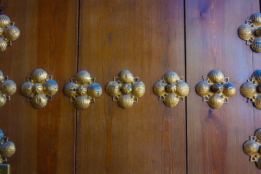Background Brass Hardware On Old Wooden Door Photograph by James63