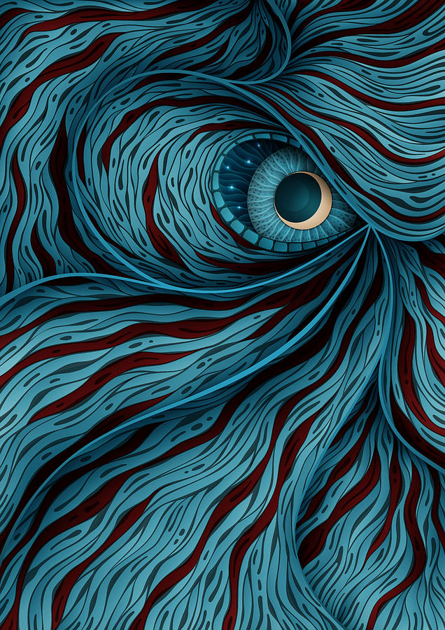 Background illustration with mystic monster eye Drawing by Moorsky