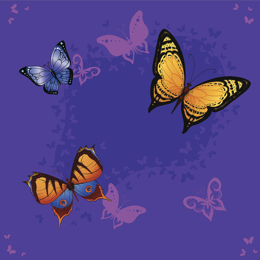 Background seamless of colorful butterflies flying Drawing by Polyudova_Yulia