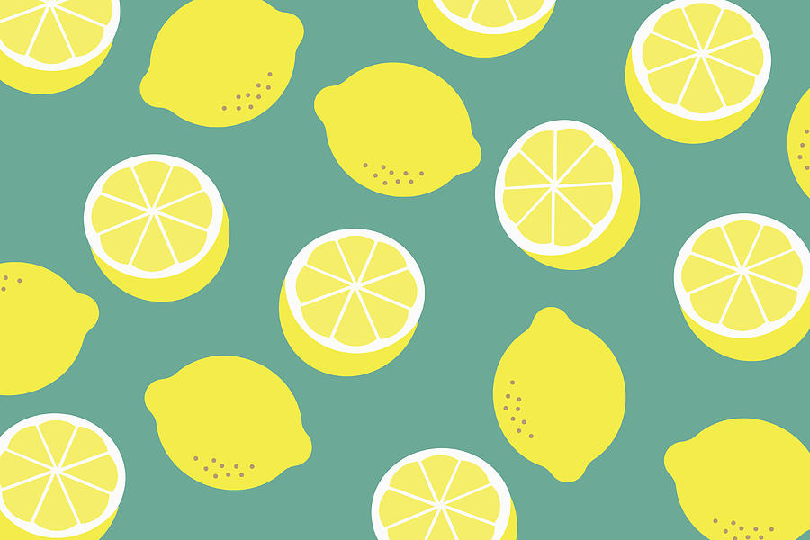Background with a pattern of yellow lemons Drawing by Mgordeev