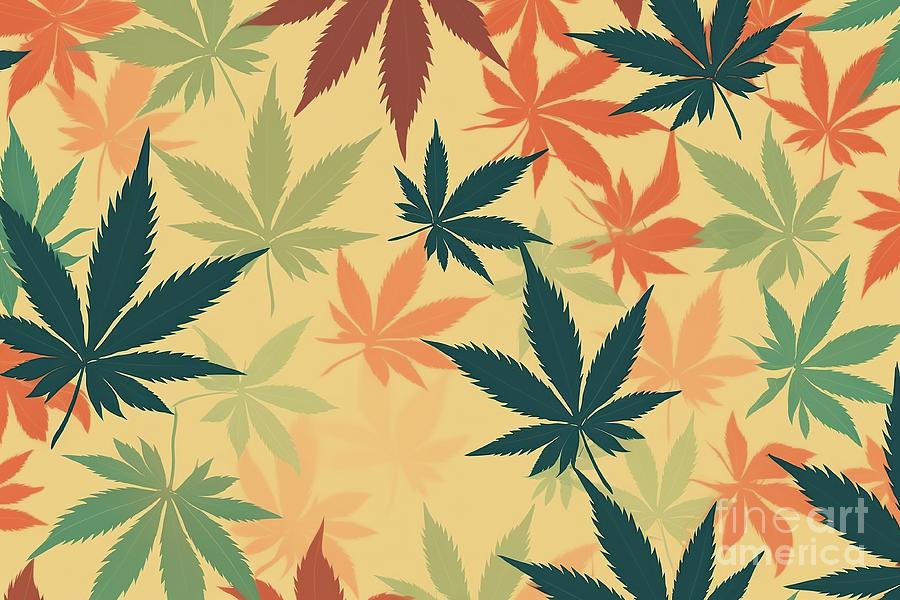 Background with pattern of images of marijuana leaves. Ai generated. Photograph by Joaquin Corbalan