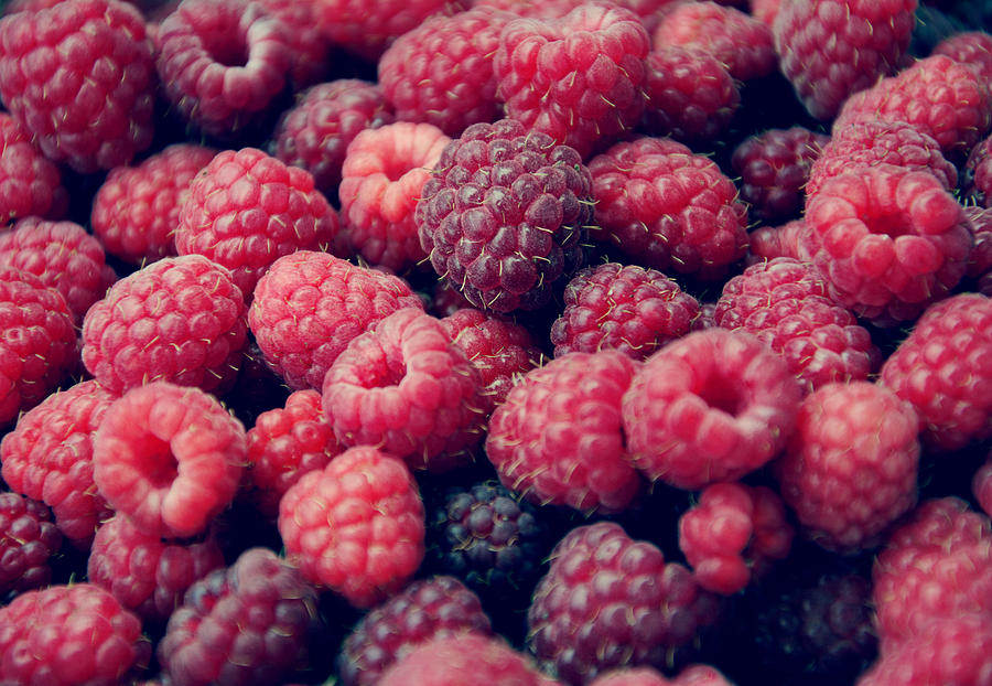 Background with sweet raspberries Photograph by ITkach