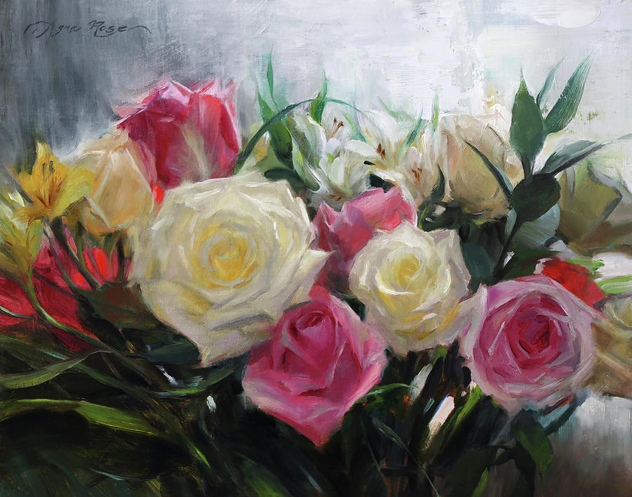 Backlit Bouquet Painting by Anna Rose Bain