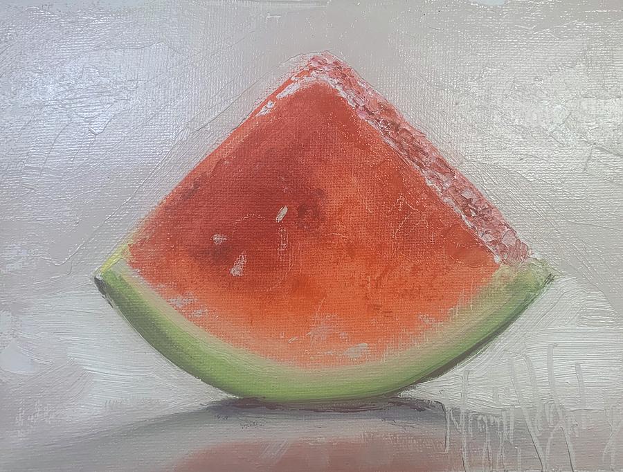 Backlit Watermelon  Painting by Maggii Sarfaty