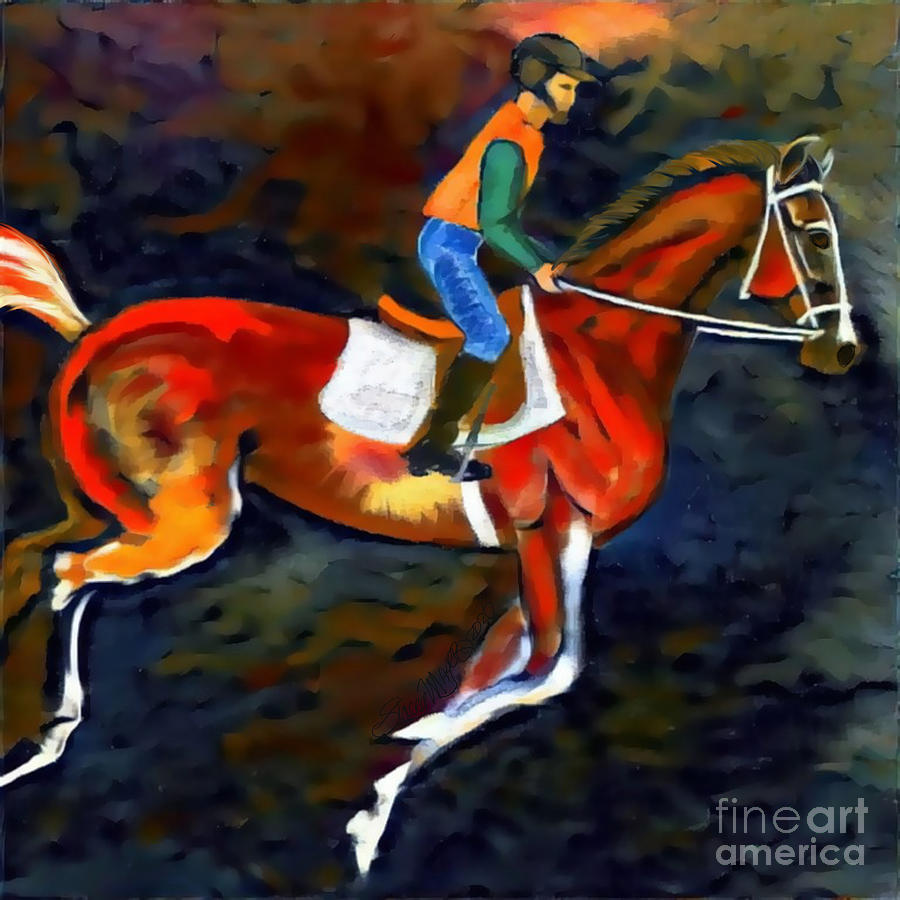 Backstretch Thoroughbred 002 Digital Art by Stacey Mayer