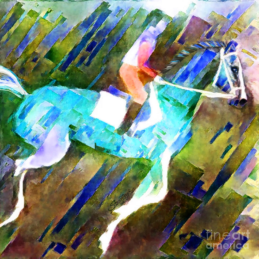 Backstretch Thoroughbred 005 by Stacey Mayer Digital Art by Stacey Mayer