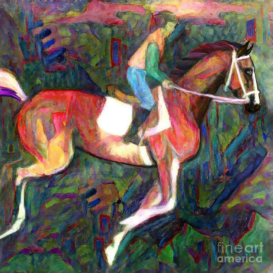 Backstretch Thoroughbred 009 Digital Art by Stacey Mayer