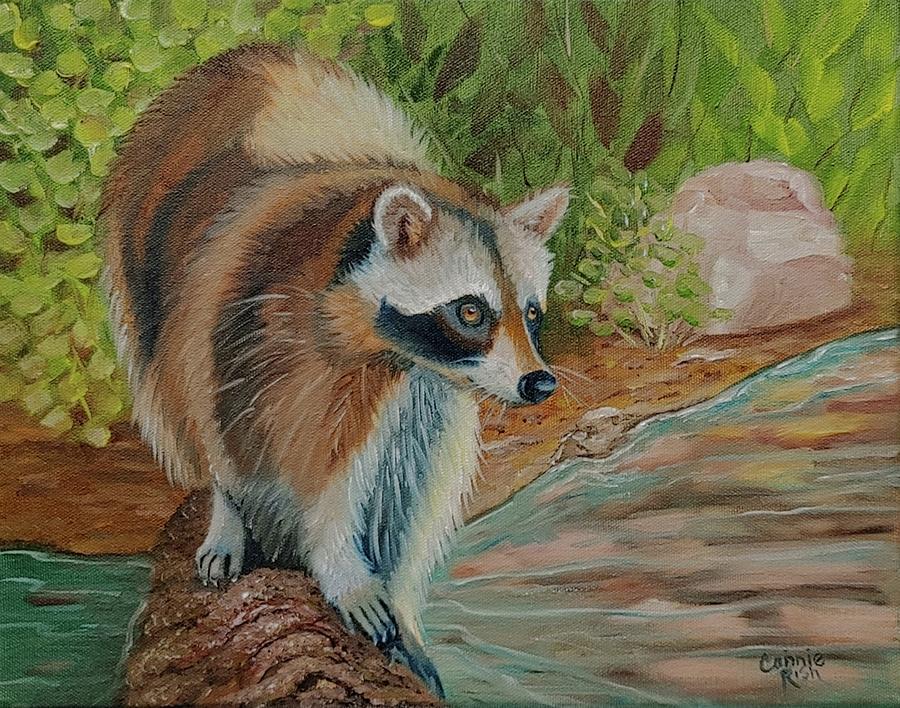 Backyard Bandit Painting by Connie Rish