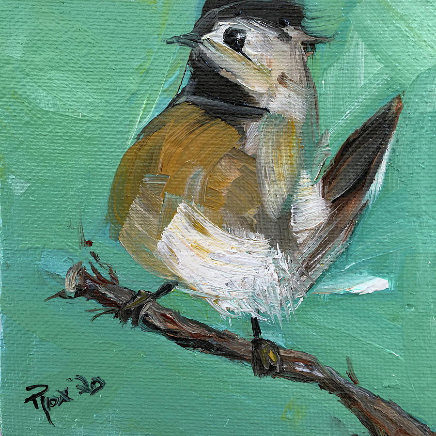 Backyard Bird on a Branch Painting by Roxy Rich