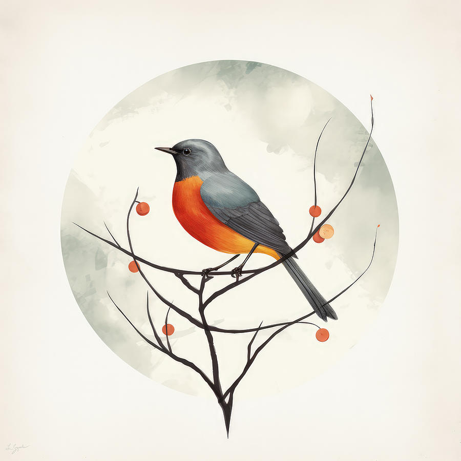 Robin Painting - Backyard Birds by Lourry Legarde