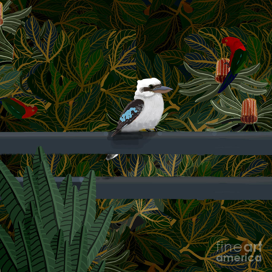 Backyard Kookaburra  Digital Art by Donna Huntriss