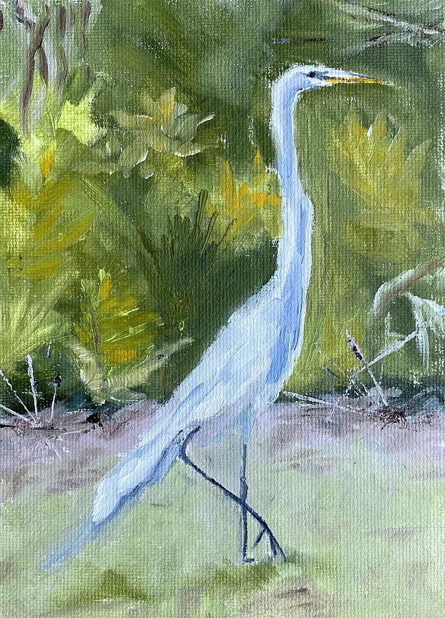 Backyard Visitor Egret Painting by Lisa Burlinson Backyard Visitor Egret Painting by Lisa Burlinson
