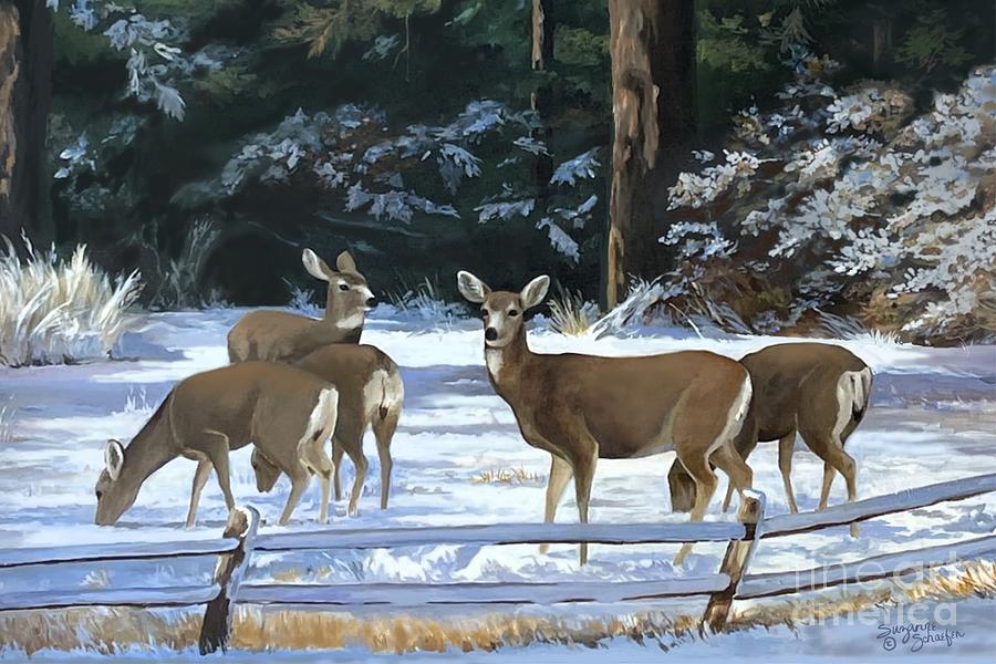Backyard Visitors Painting by Suzanne Schaefer