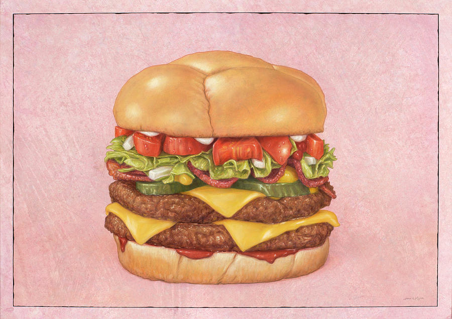 Bacon Double Cheeseburger Painting by James W Johnson
