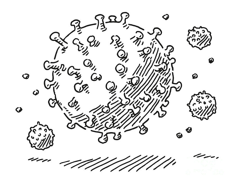 Black And White Drawing - Bacteria Micro Organism Drawing by Frank Ramspott