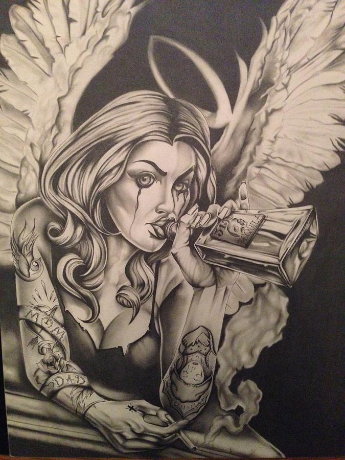 Bad angel Drawing by John Quick - Fine Art America