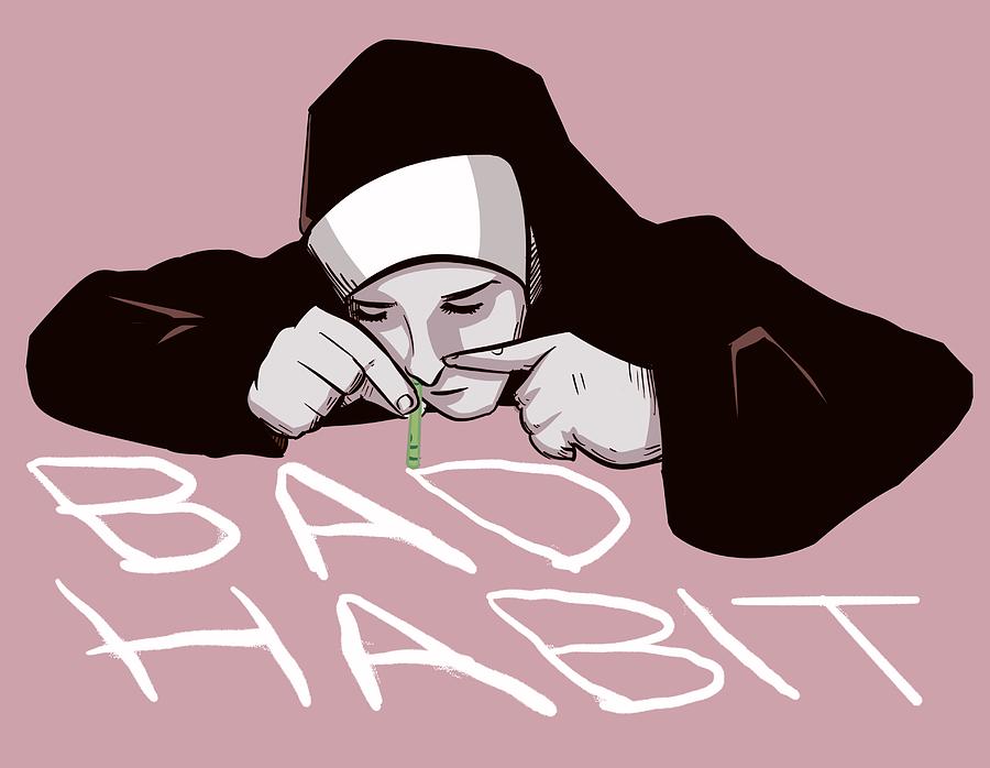 Nun Drawing - Bad Habit by Ludwig Van Bacon
