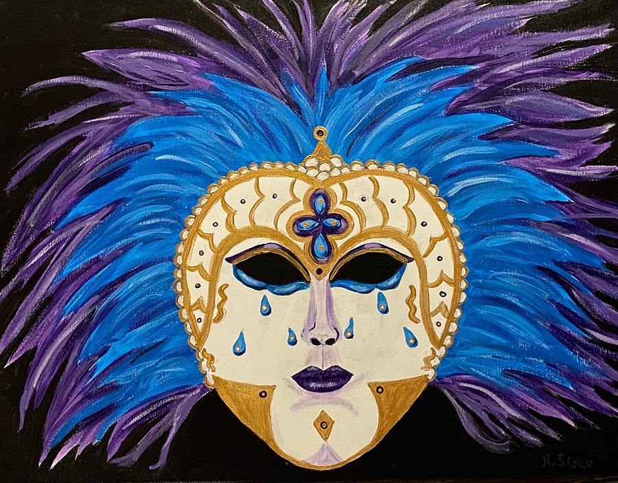 Bad Hair Day Masquerade Painting by Nancy Sisco